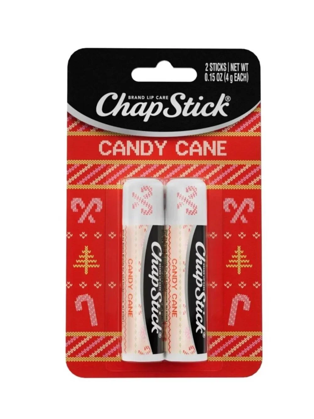 Chapstick Holiday Lip Balm Candy Cane 0.15oz/2ct Moisturizing Clear Lip Balms